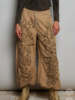 Floral Embroidered Twill Pant | Latte