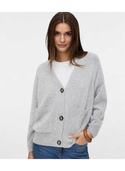 Vero Moda Boom Button Cardigan | Light Grey