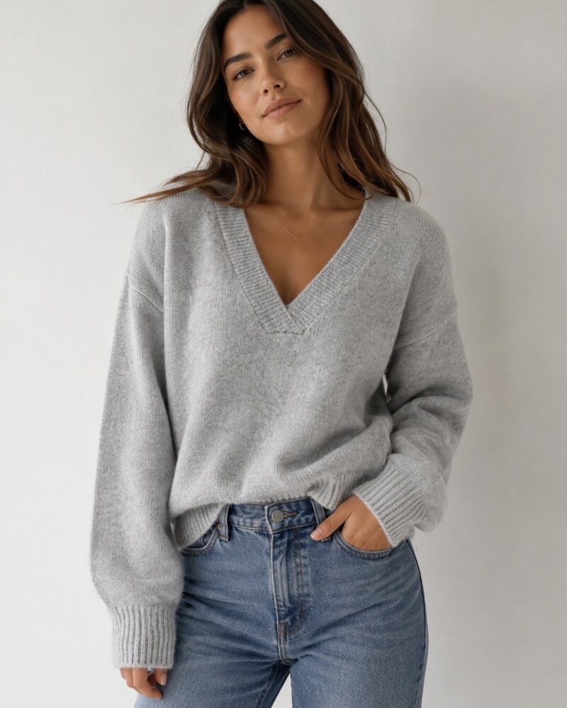 Vero Moda Boom V-neck Pullover | Grey