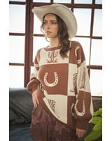 Western Checker Oversized Sweater