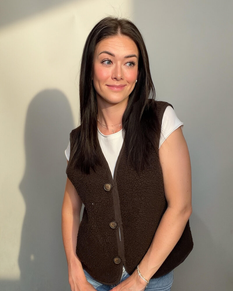 Vero Moda Sophia Sherpa Waistcoat | Chocolate