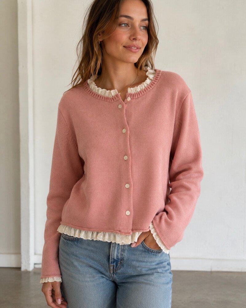 Smash + Tess Lacy Cardigan | Dusty Rose