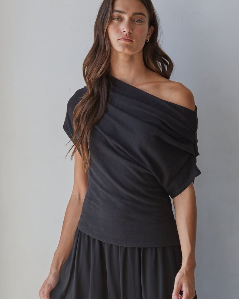 Solid Off Shoulder Drape Top