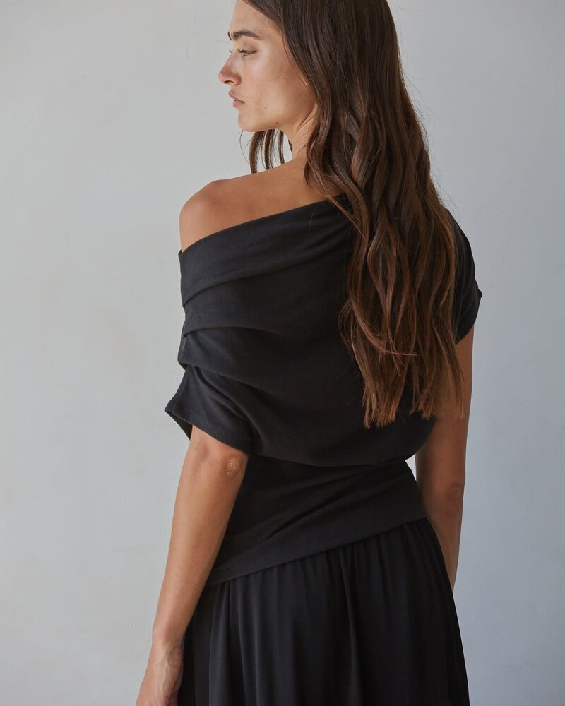 Solid Off Shoulder Drape Top