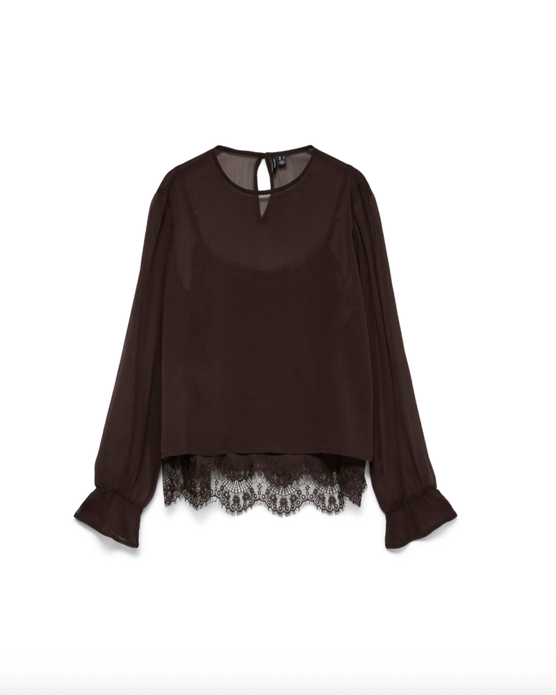 Vero Moda Lalie Lace Top | Chocolate