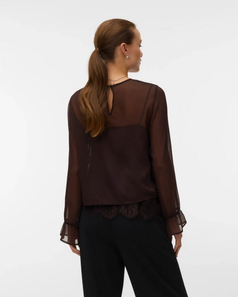 Vero Moda Lalie Lace Top | Chocolate