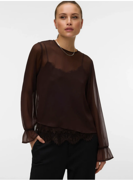Vero Moda Lalie Lace Top | Chocolate