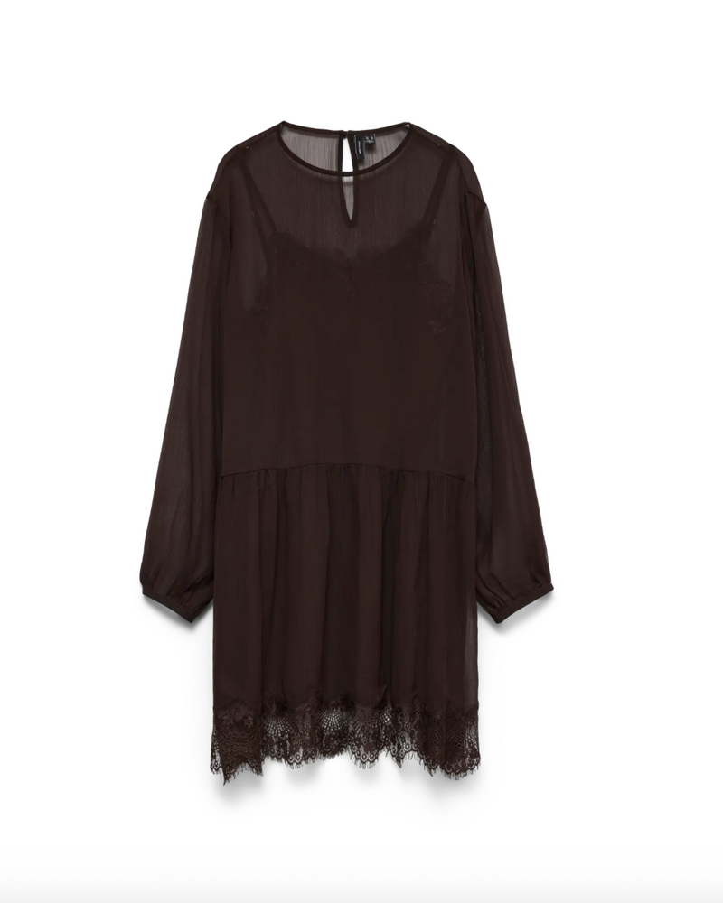 Vero Moda Lalie Lace Dress | Chocolate