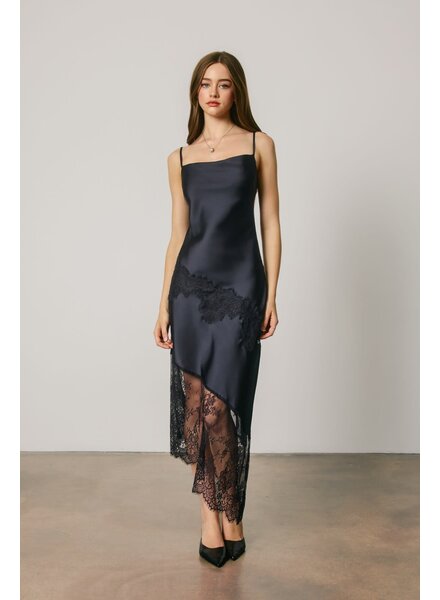 Midnight Asymmetrical Lace Dress