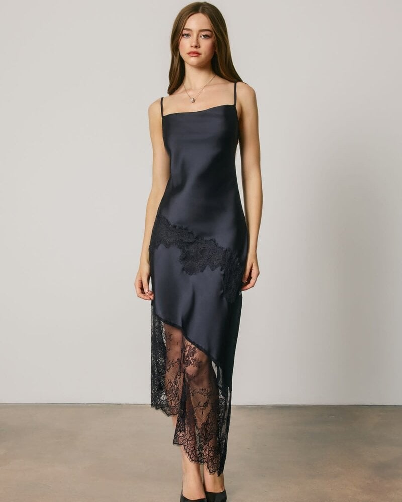 Midnight Asymmetrical Lace Dress