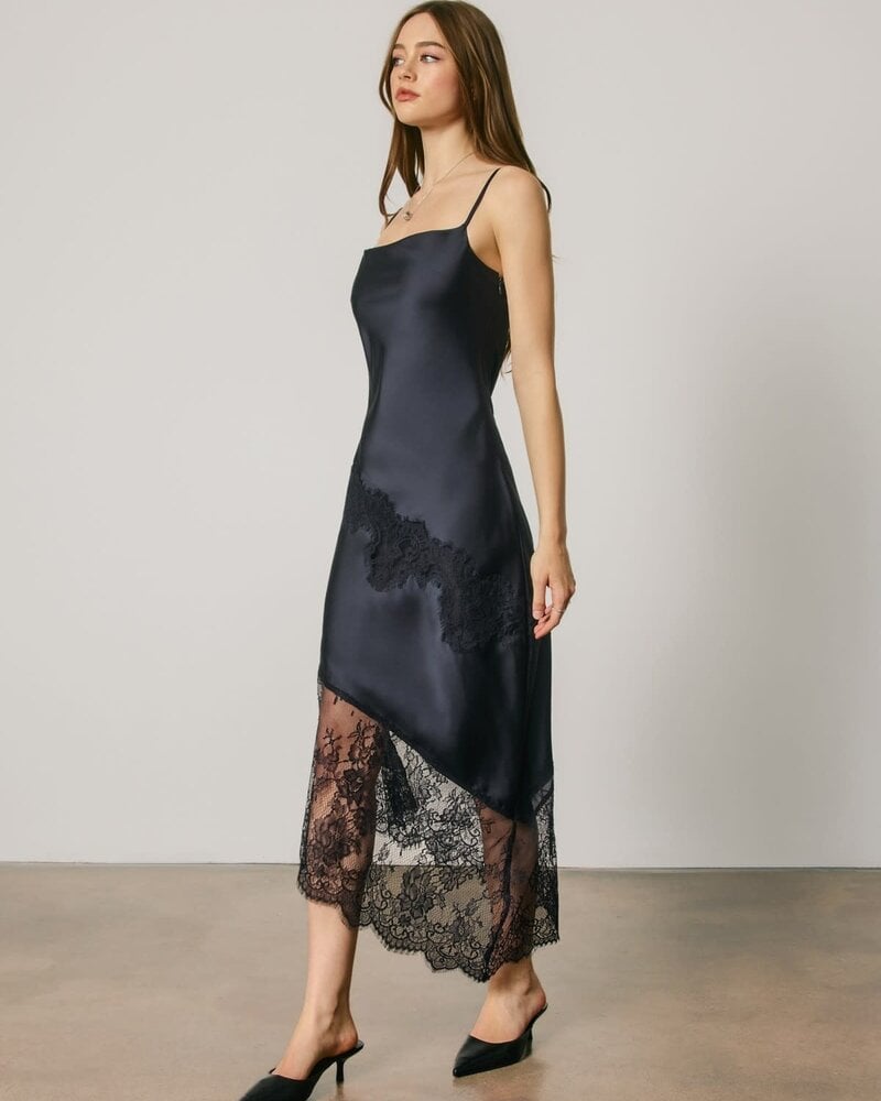 Midnight Asymmetrical Lace Dress