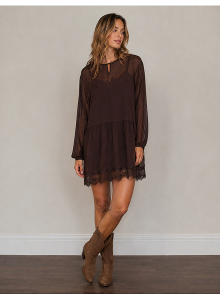 Vero Moda Lalie Lace Dress | Chocolate