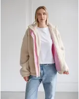 Snap Sherpa Jacket | Pink Details