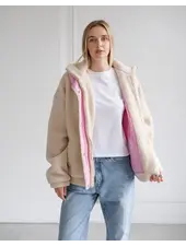 Snap Sherpa Jacket | Pink Details