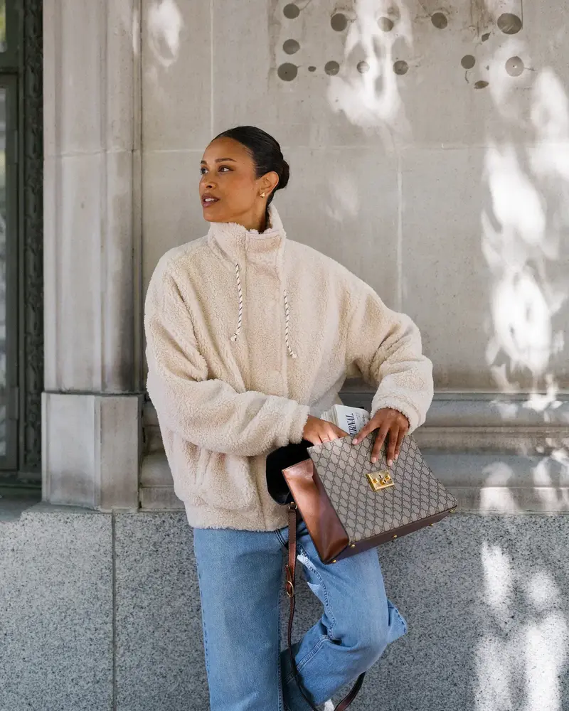 Snap Sherpa Jacket | Pink Details