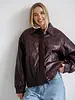 Classic Oversized Vegan Leather Bomber | Plum