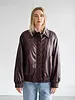 Classic Oversized Vegan Leather Bomber | Plum