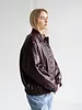 Classic Oversized Vegan Leather Bomber | Plum