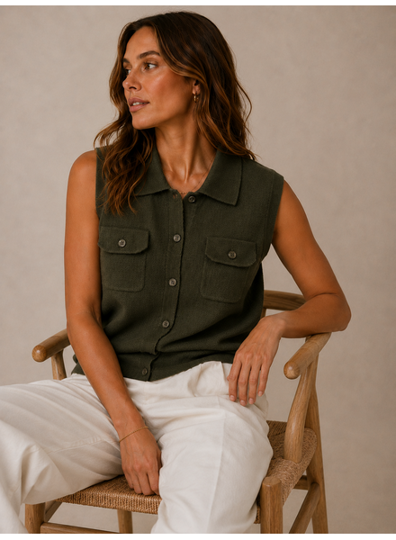 Vero Moda Brisa Polo Vest | Army