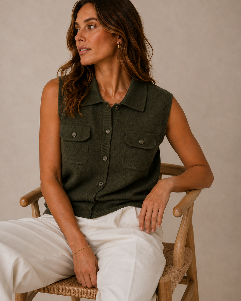 Vero Moda Brisa Polo Vest | Army