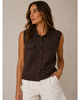Vero Moda Brisa Polo Vest | Chocolate