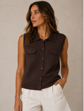 Vero Moda Brisa Polo Vest | Chocolate