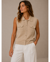 Vero Moda Brisa Polo Vest | Tan