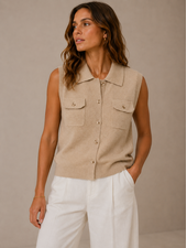 Vero Moda Brisa Polo Vest | Tan