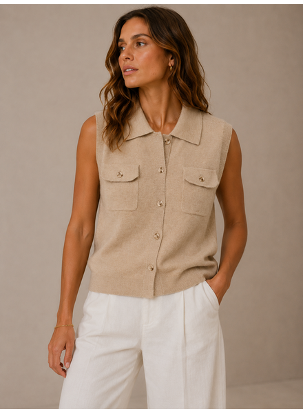 Vero Moda Brisa Polo Vest | Tan