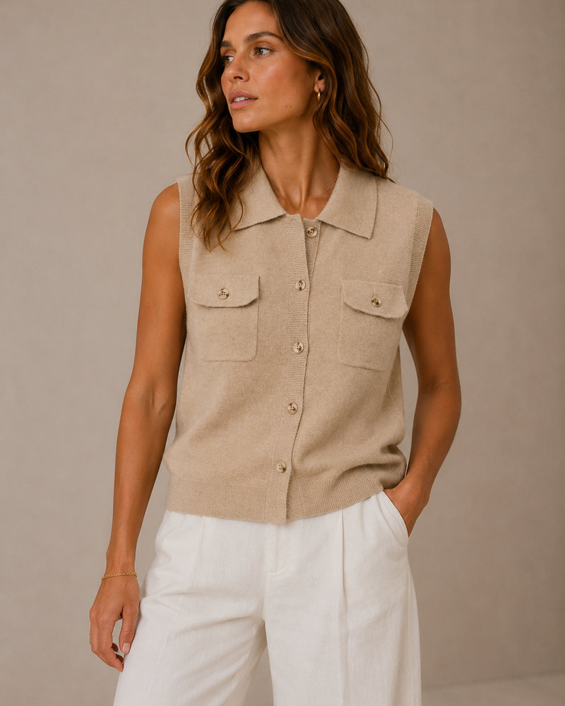 Vero Moda Brisa Polo Vest | Tan