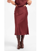 Satin Midi Skirt | Wine