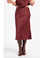 Satin Midi Skirt | Wine