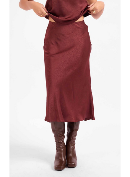 Satin Midi Skirt | Wine