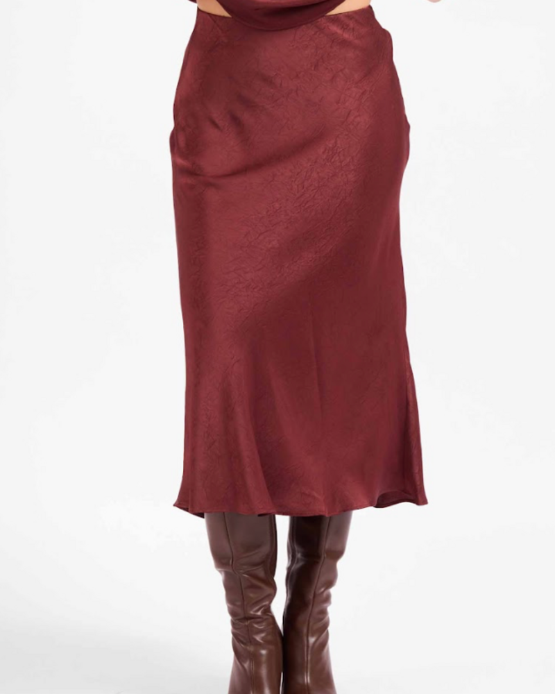 Satin Midi Skirt | Wine