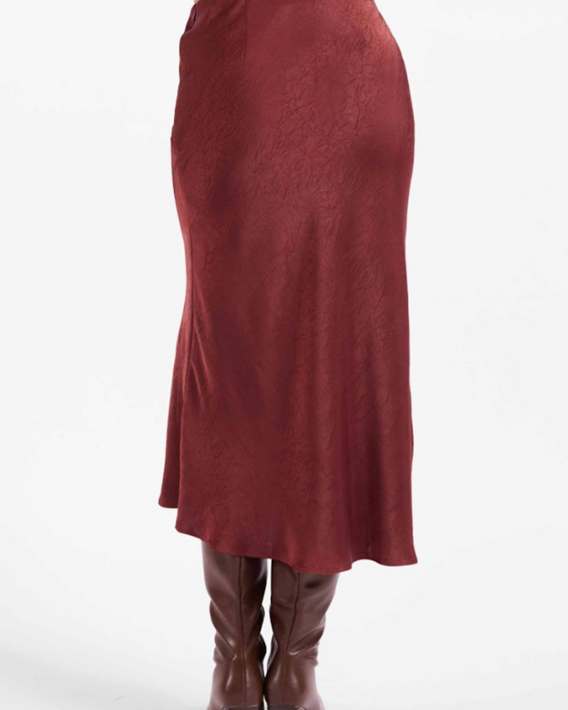 Satin Midi Skirt | Wine
