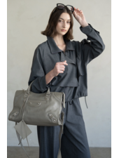 High Neck Two-Way Drawstring Jacket | Charcoal