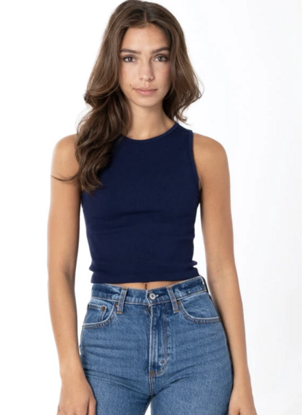 Bamboo Ribbed Tank | Navy
