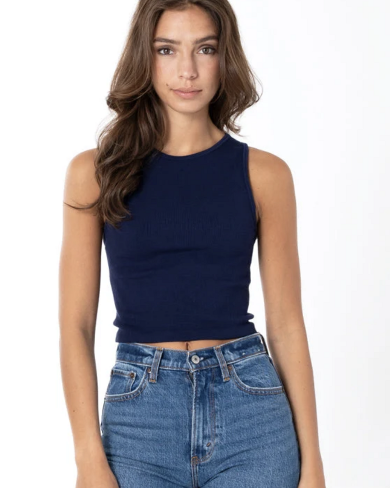 Bamboo Ribbed Tank | Navy