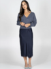 Sandra Satin Lace Trim Skirt | Navy