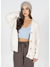 Mixed Yarn Relaxed Fit Cardigan | Ivory