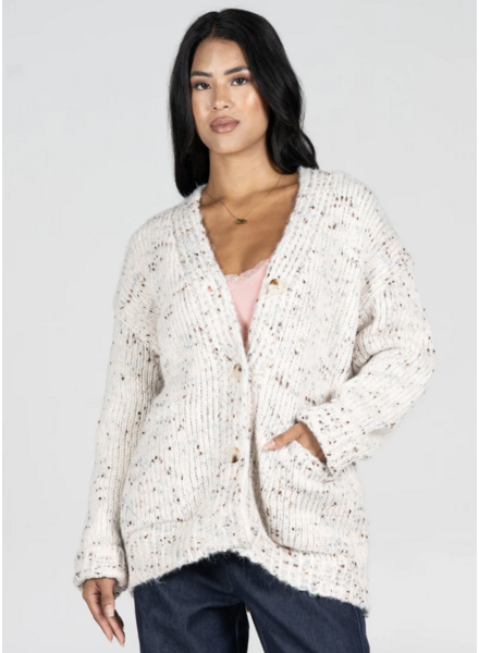 Mixed Yarn Relaxed Fit Cardigan | Speckled