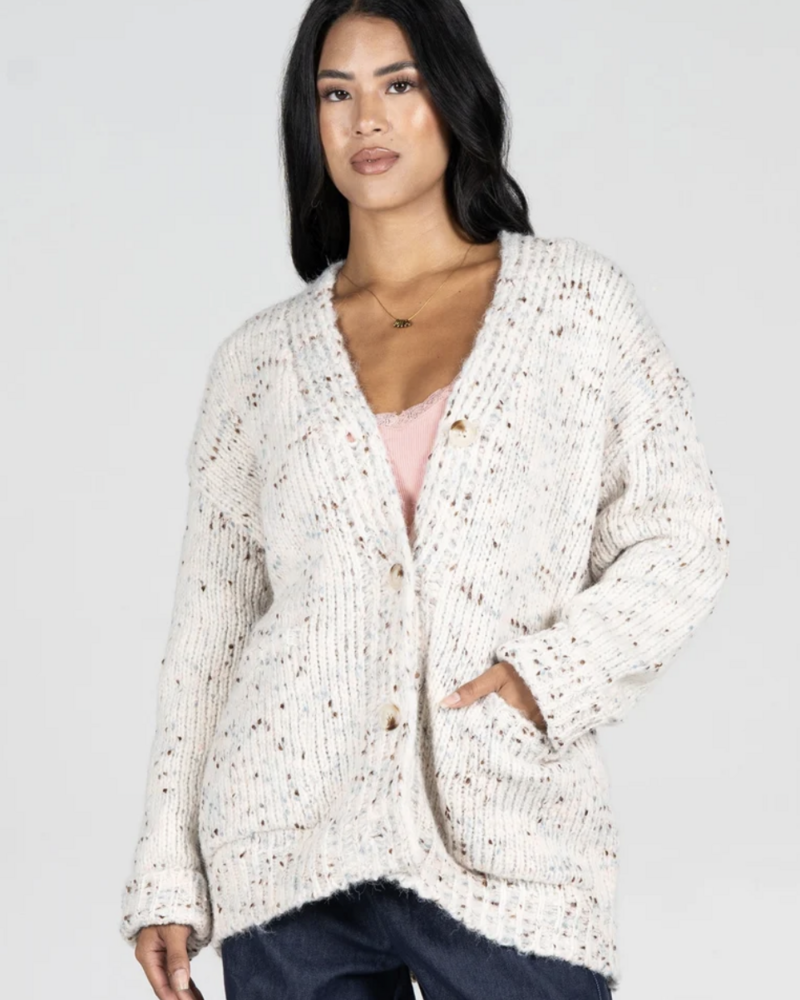 Mixed Yarn Relaxed Fit Cardigan | Speckled