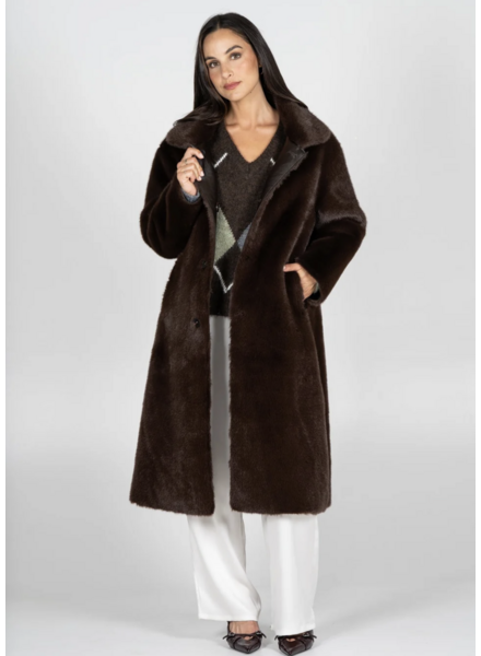 Reversible Long Fur Jacket | Espresso