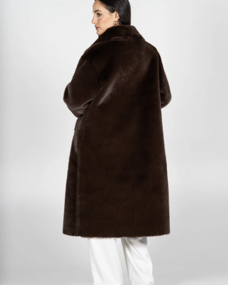 Reversible Long Fur Jacket | Espresso