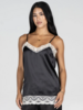 Sandra Satin Lace Trim Cami | Black