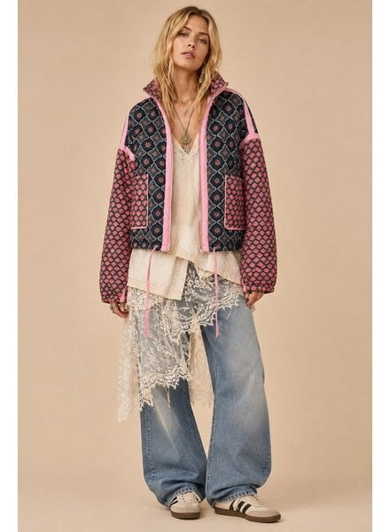 Patchwork Quilted Bomber | Rose
