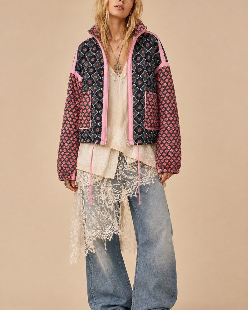 Patchwork Quilted Bomber | Rose