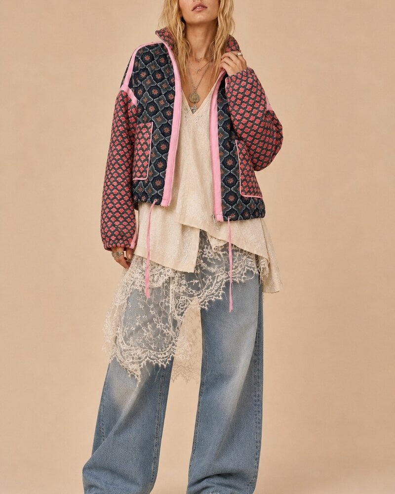 Patchwork Quilted Bomber | Rose