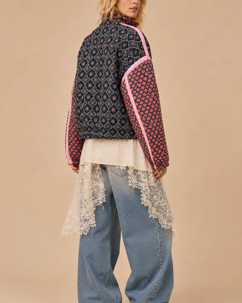 Patchwork Quilted Bomber | Rose
