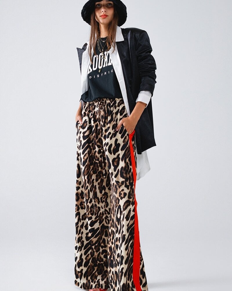 Q2 Wild Side Leopard Pants | Red Stripe